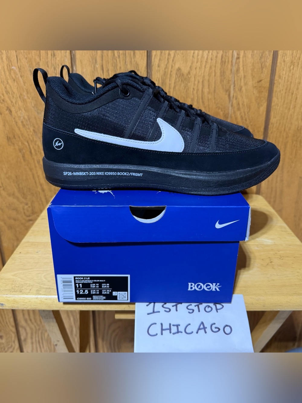 Nike Book 2 Fragment Design Black Sport Royal LE IO9950-900 2026 Mens 11 NEW